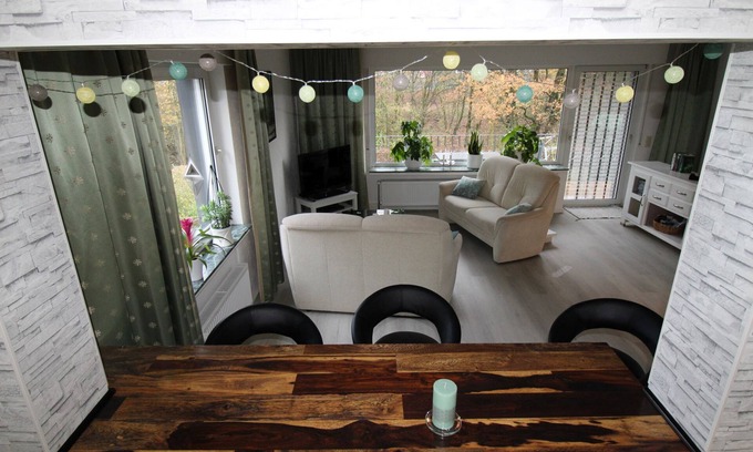 Korbecke Apartamento | Apartamento 'Möhneblick' con jardín compartido, balcón y Wi-Fi
