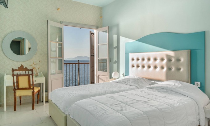 Massouri Apartamento | Apartamento 'Sapfo Double Or Twin Sea View' con jardín compartido, Wi-Fi y aire acondicionado.