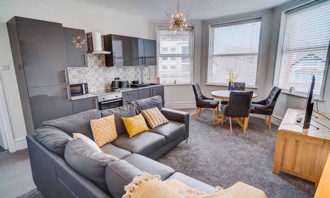 Colwyn Bay Apartamento | Doble con dos camas-Apartamento-Baño en la habitacion