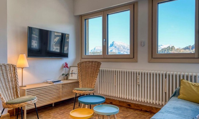 Megeve Apartamento | Appartement rénové, centre Megève, 1 chambre + cabine, proche télécabine, 5 pers. - FR-1-453-280
