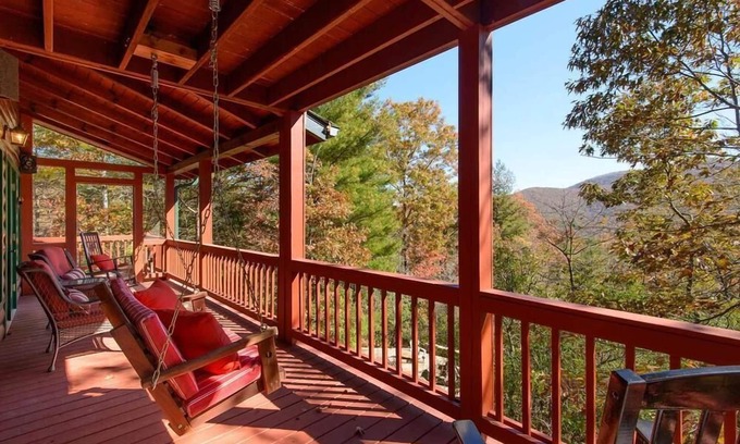 Blue Ridge Cabina | Ascend to serenity at Higher Ground! This pet-friendly haven offers majestic mountain views, a hot tub, firepit, WiFi, and unparalleled privacy. WiFi