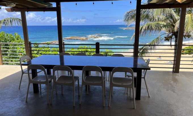 Pupukea Casa | Bali-Inspired White Sand Beachfront House w/ Large Deck, GYM, & Lots of Toys!