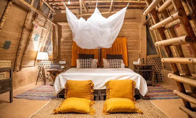 Gurugram Cabaña | Bamboo Cabin w. Aravalli Hill Views
