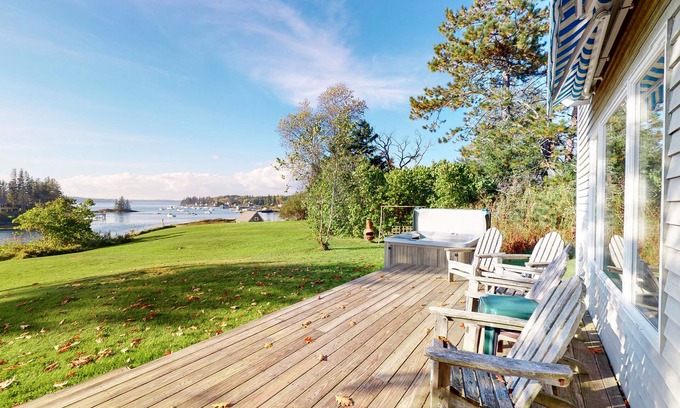 Port Clyde Casa | Bayfront house on Port Clyde Harbor with views, hot tub, beach access