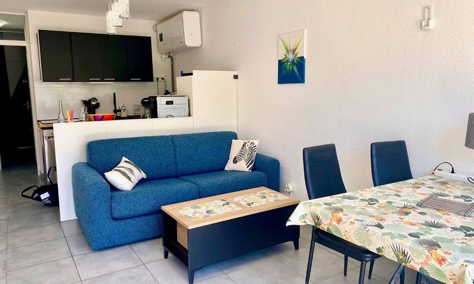Meze Apartamento | ¡Estudio cabina renovado con jardín, a 2 minutos de la playa de Méze!