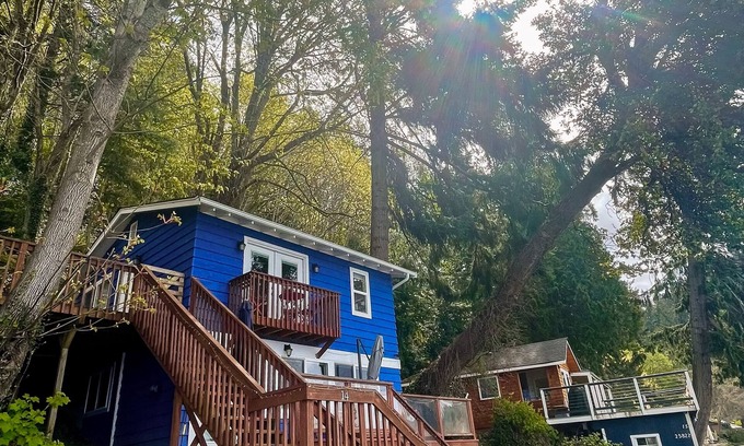 Vashon Island Casa | Beach view getaway with deck, gas grill, firepit and W/D
