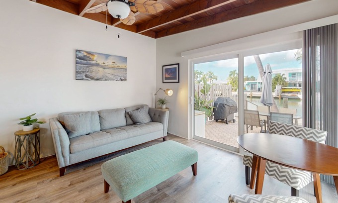 Key Colony Beach Cabaña | Beachy getaway with pool, water views, furnished patio, & dock access