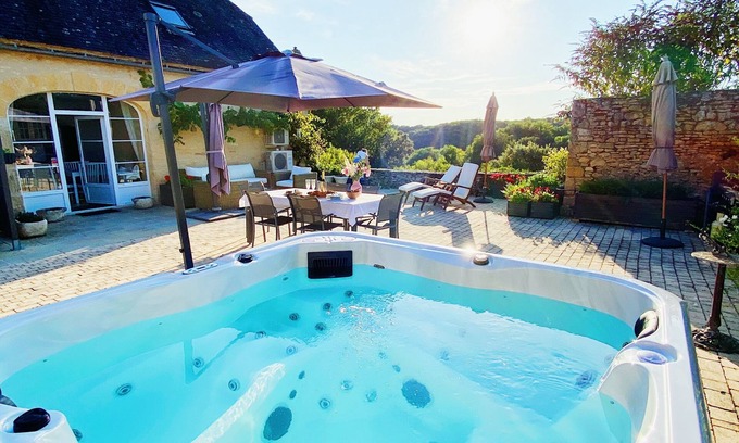 Saint-Crepin-et-Carlucet Cabaña | Hermosa casa de 3 dormitorios para 5 con Spa, cerca de Sarlat la Canéda, Dordoña