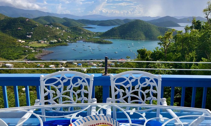 Estate Carolina Cabaña | Casa ecológica de Coral Bay, vista y ubicación impresionantes del agua, pareja o familia