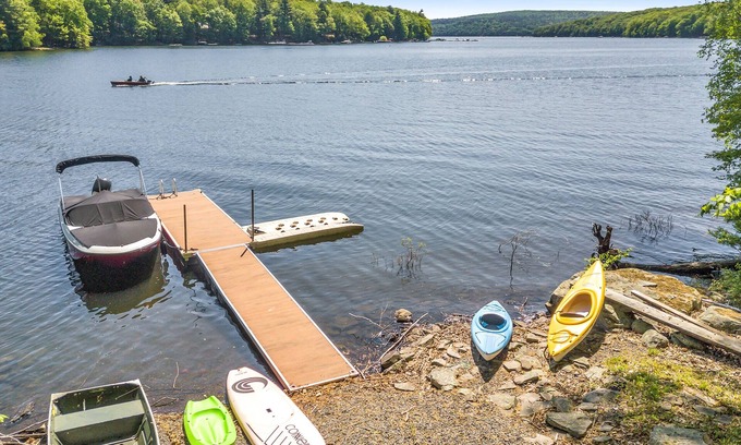 Lakeville Casa | Beautiful Lakefront House with Private Dock & Hot Tub, Secluded, Air Hockey