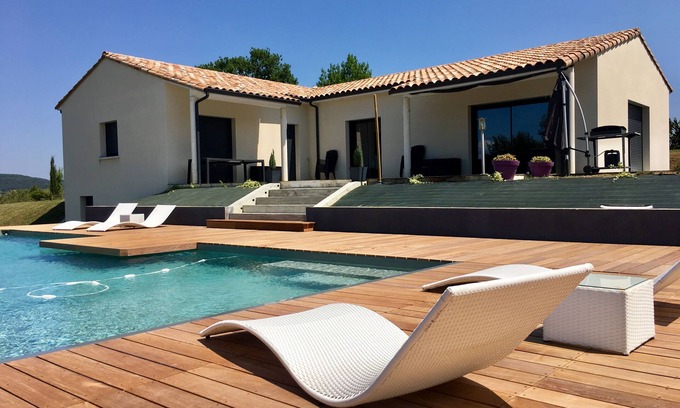 Allas-les-Mines Casa | Hermosa casa nueva Perigord negro, piscina privada desbordamiento 12mx5m