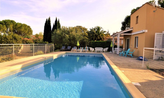 Alignan-du-Vent Villa | Hermosa casa con gran piscina cerca del mar y lago