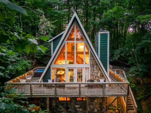 Chalet Village Casa | Big Mountain View! Downtown Gatlinburg Chalet Village! Hot Tub! Fan Favorite! AFrame Dreams! Magazine-Featured! Stunning Interiors! Little Green Cabin