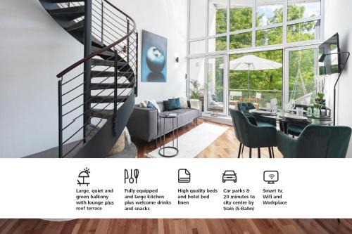 Stockdorf Apartamento | Blueberry Living - Design Loft nahe München - Dachterrasse - S-Bahn