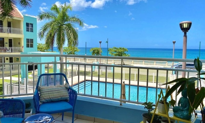 Aguadilla Pueblo Apartamento | Boho Beach Box | Ocean Front Apt With Pool- in Downtown Walkable Location