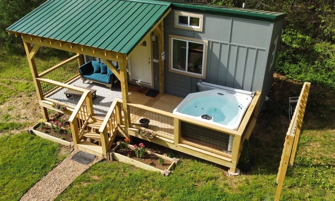 Weaverville Casa | Brand new boho tiny home with hot tub, minutes from Asheville.