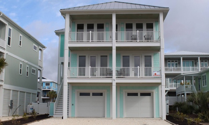 Ocean Isle Beach Casa | BRAND NEW HOME, PRIVATE POOL, partial ocean view, steps to beach!