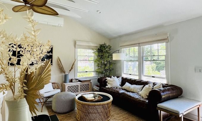 East Hampton North Cabaña | Bright Modern Boho Beach Cottage, Heated Pool Access, EV Charging hook up