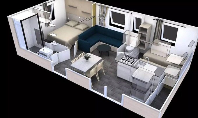 Saint-Maurice-d'Ibie Casa | Camping Le Sous Bois *** - Mobile home Loft Rapidhome 3 rooms 6 people Air-conditioned