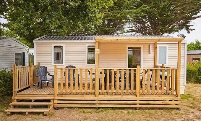 Torreilles-Plage Casa | Campsite Les Dunes***** - Mobile home Comfort 4 rooms 6 people air-conditioned - TV