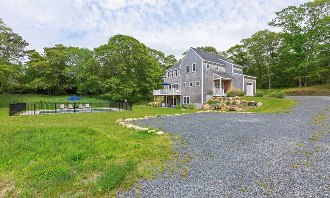 Barnstable Casa | Cape Cod Luxe in Barnstable Village: Saltwater Pool, 2 Suites, Bunks & Family Fun!