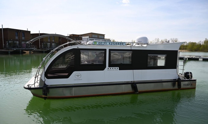 Grossposna Alquiler De Eote | Caravan boat Störmthaler See, houseboat with sun terraces on 20 sqm