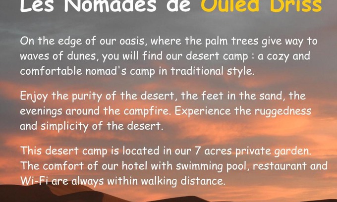 M'Hamid El Ghizlane Otro | Carrefour des Nomades - Desert camp