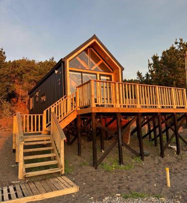 Pelluhue Casa | Casa Serena frente a la playa, vista panorámica, sector Cardonal, Pelluhue