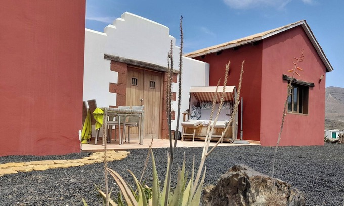 Pájara Chalet De Esquí | Villa Casagrande Sunset-Costa Calma Fuerteventura-Jacuzzi, Jardín, Vista Mar