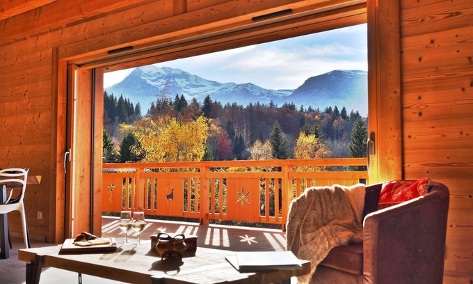 Araches-la-Frasse Chalet De Esquí | Chalet Arpitan vista panorámica gran macizo