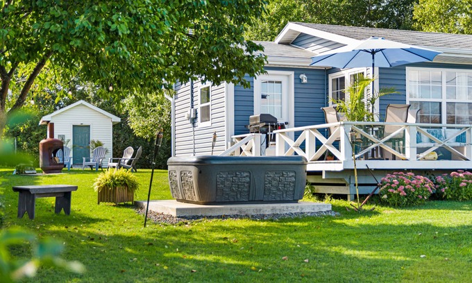 Cormierville Cabaña | Chalet bleu vue a la Baie de Cocagne