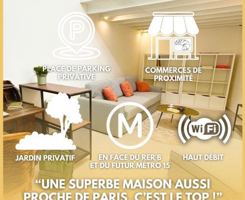 Cachan Casa | Charmante maison T3 en face du RER B & M15
