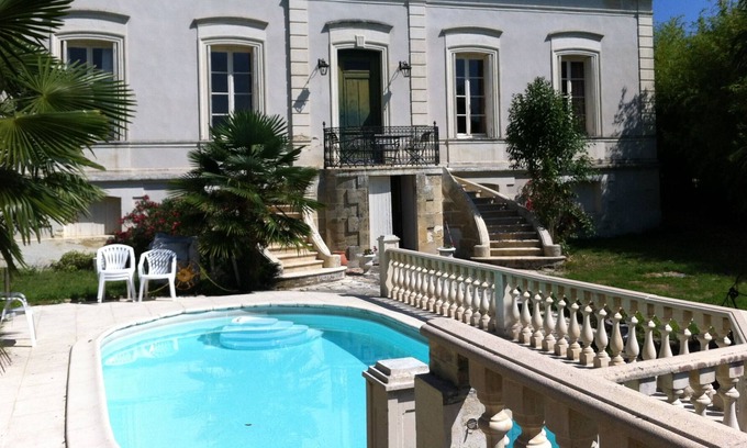Saint-Macaire Casa | Casa con encanto St Macaire: piscina y jardín - 8 personas
