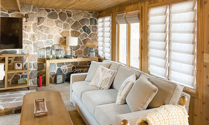 Conover Casa | Charming lakefront home with dock, fireplace, streaming, lake views, W/D, & AC