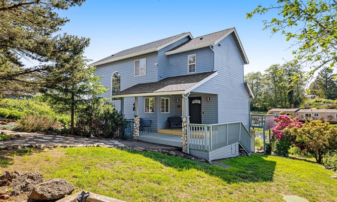 Otis Casa | Charming Lakefront Home with Private Hot Tub, Dock, and High-Speed WiFi
