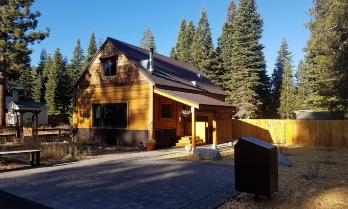 Tahoe Paradise Casa | Charming two-story cabin with a private hot tub, patio, & large backyard