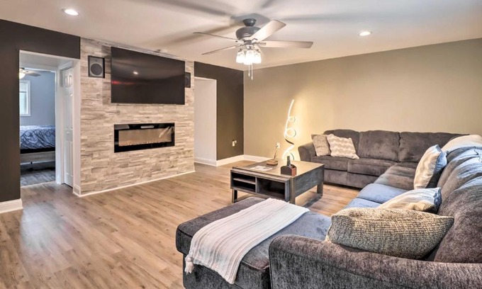 Long Pond Casa | Chic Long Pond Family Home with Fire Pits and Deck!