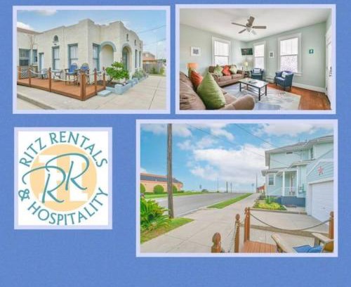 San Jacinto Casa | Coastal Blue Beach House with 3 Bedrooms and Just off the Seawall