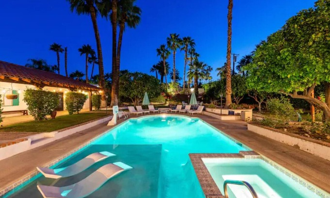Old Las Palmas Casa | Colonial Spanish retreat in Old Las Palmas sleeps 8 pool, private lush gardens