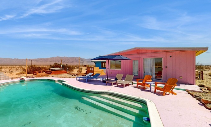 Wonder Valley Casa | Colorful desert home with incredible views, pool, hot tub, and A/C