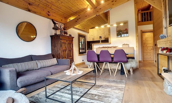 Megeve Chalet De Esquí | Apartamento con cuidada decoración, ubicado en Jaillet cerca de pistas