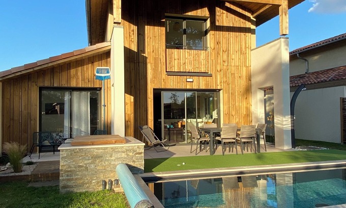 Moliets-et-Maa Cabaña | Casa 3 * -3 habitaciones en Golf Moliets-Piscina climatizada-Tenis-Océano 10 minutos a pie