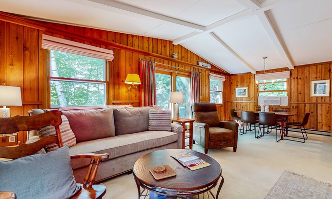 Stratton and Bromley Ski Areas Casa | Cozy abode with a deck, grill, wood stove, full kitchen, W/D, and partial AC