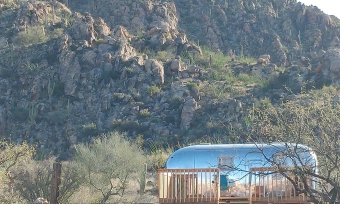 Tucson Casa | Cozy Airstream with WiFi, AC Amazing Desert Views 300 Acre Private Saguaro Park