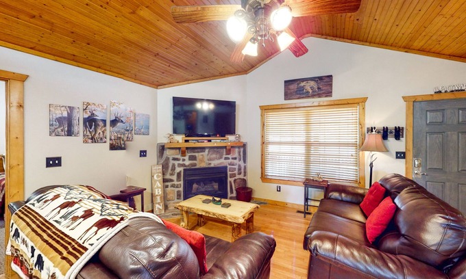 Reeds Spring Cabina | Cozy one-level cabin with pool, grill, fireplace, WiFi, & covered deck