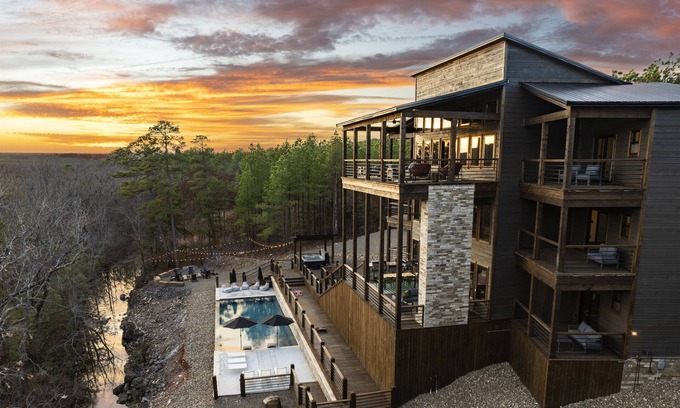 Pickens Cabina | Creekside Luxury with Pool, Sport Court, Game Room & Views