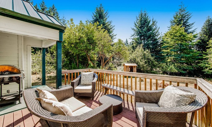 Clinton Casa | Darling Cottage in the Trees w/ Free WiFi, Full Kitchen, Wood Stove, & Gas Grill