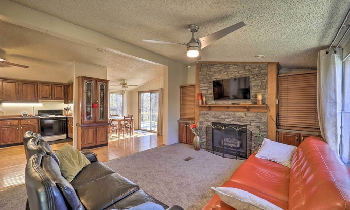 Spruce Pine Casa | Deck + 2 Fire Pits: Riverfront Spruce Pine Rental!