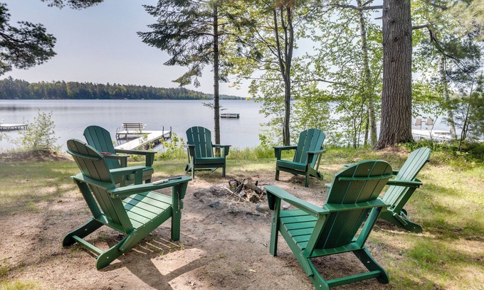 Lac du Flambeau Casa | Dock + Fire Pit: ‘Sweet Serenity’ on Amber Lake