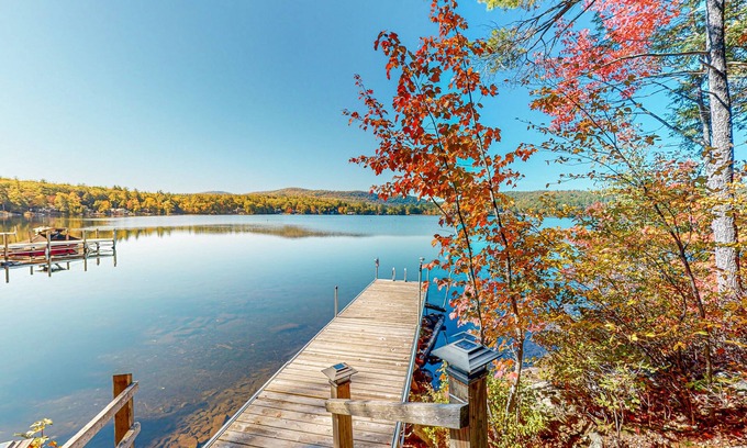 Meredith Cabaña | Dog-friendly lakefront cottage with private beach and dock, lake views, and W/D